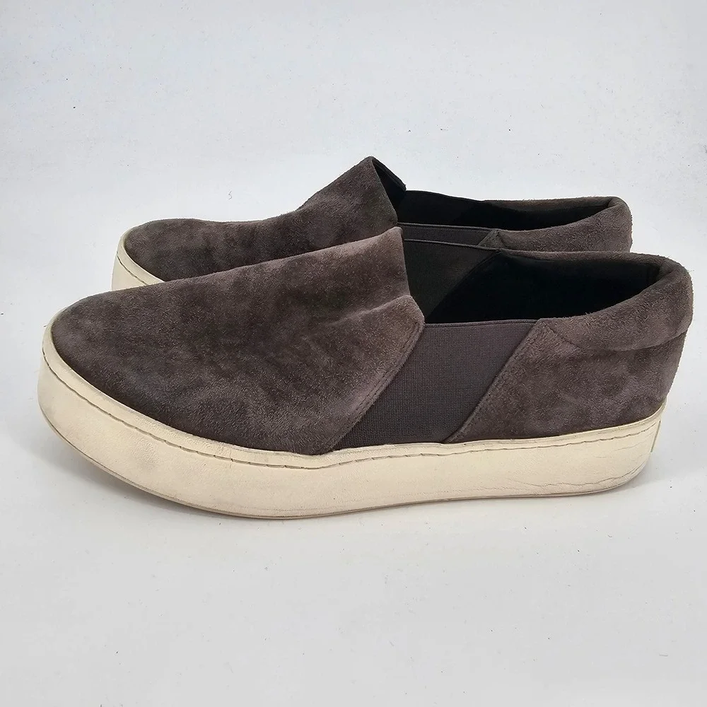 Vince Blair Suede Platform Slip On Sneakers 9.5 M Gray Casual‎ Skate Normcore